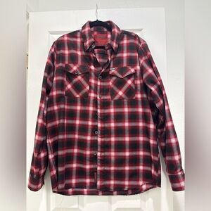 DIXXON Red and Black Plaid Long Sleeve Shirt